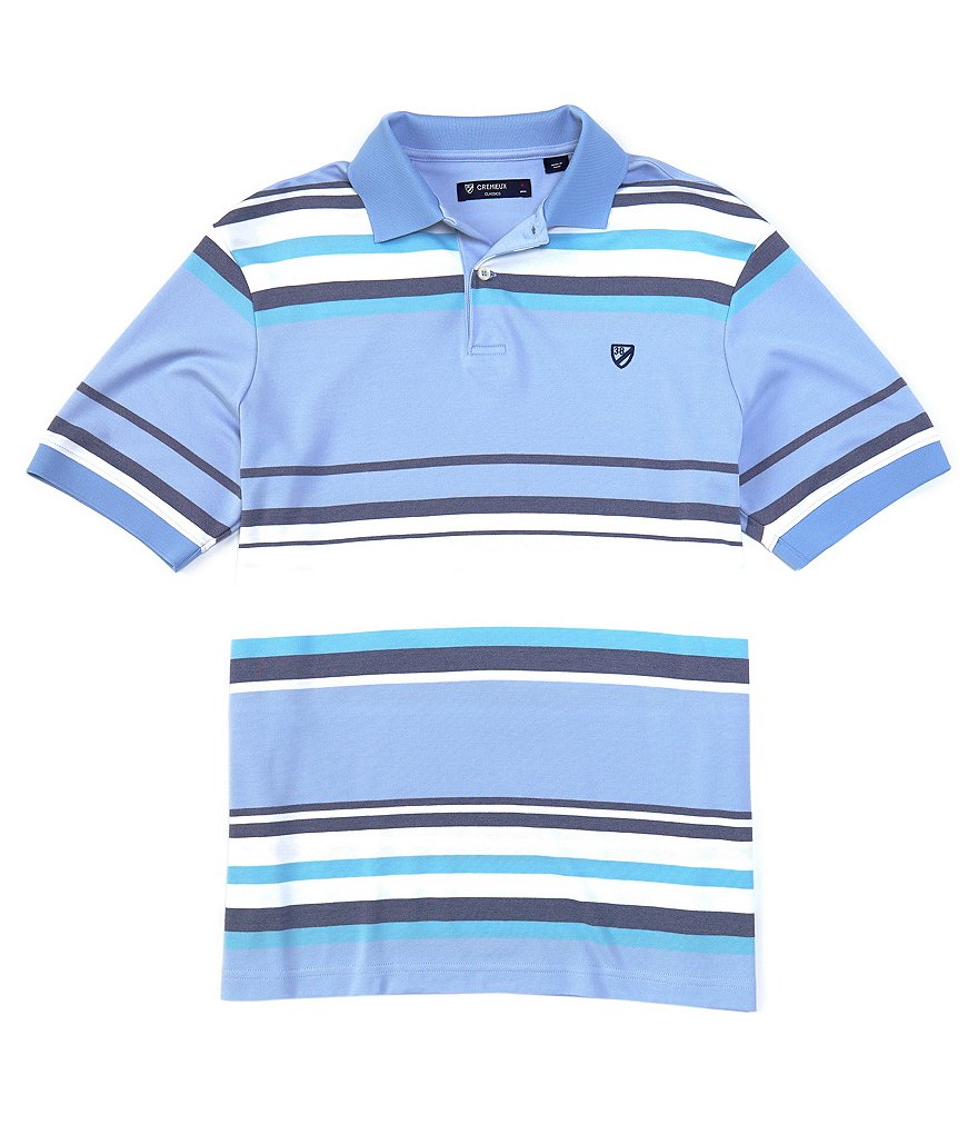 Cremieux Cotton Blend Vertical Stripe Short-Sleeve Polo Shirt