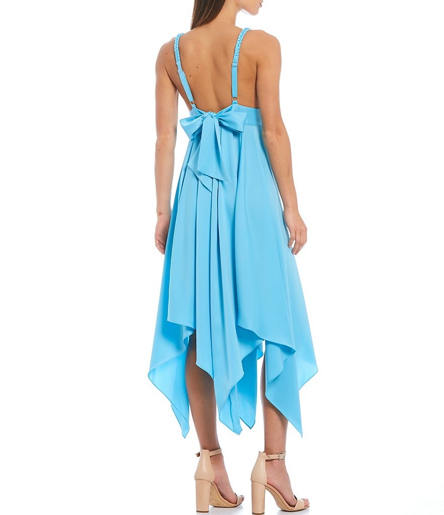Dress the Population Sandra Crepe Plunge V-Neck Sleeveless Side Slit Gown