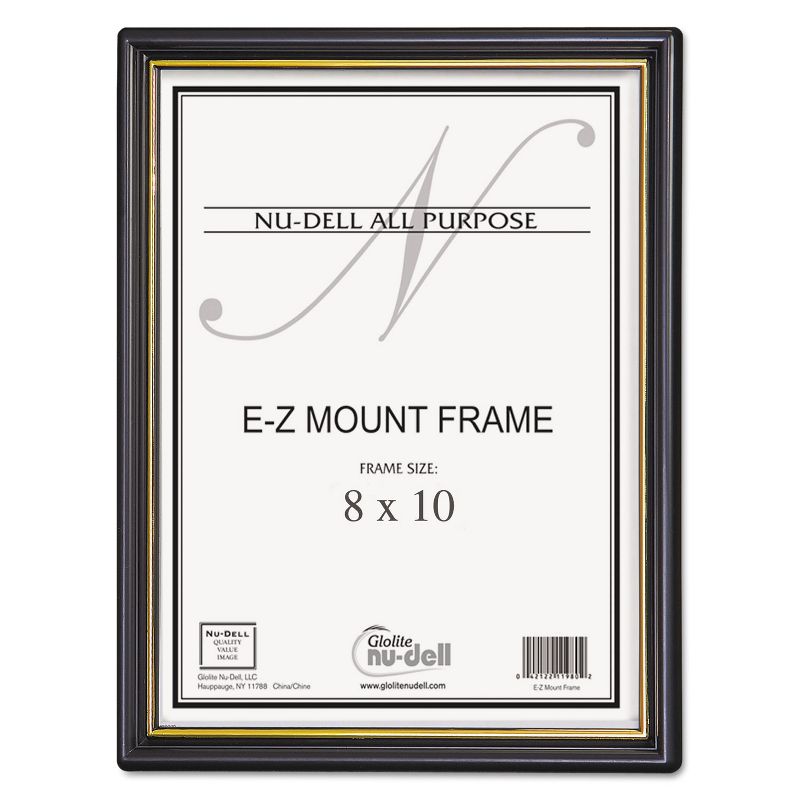 Nudell EZ Mount Document Frame/Accent Plastic 8 x 10 Black/Gold 11800