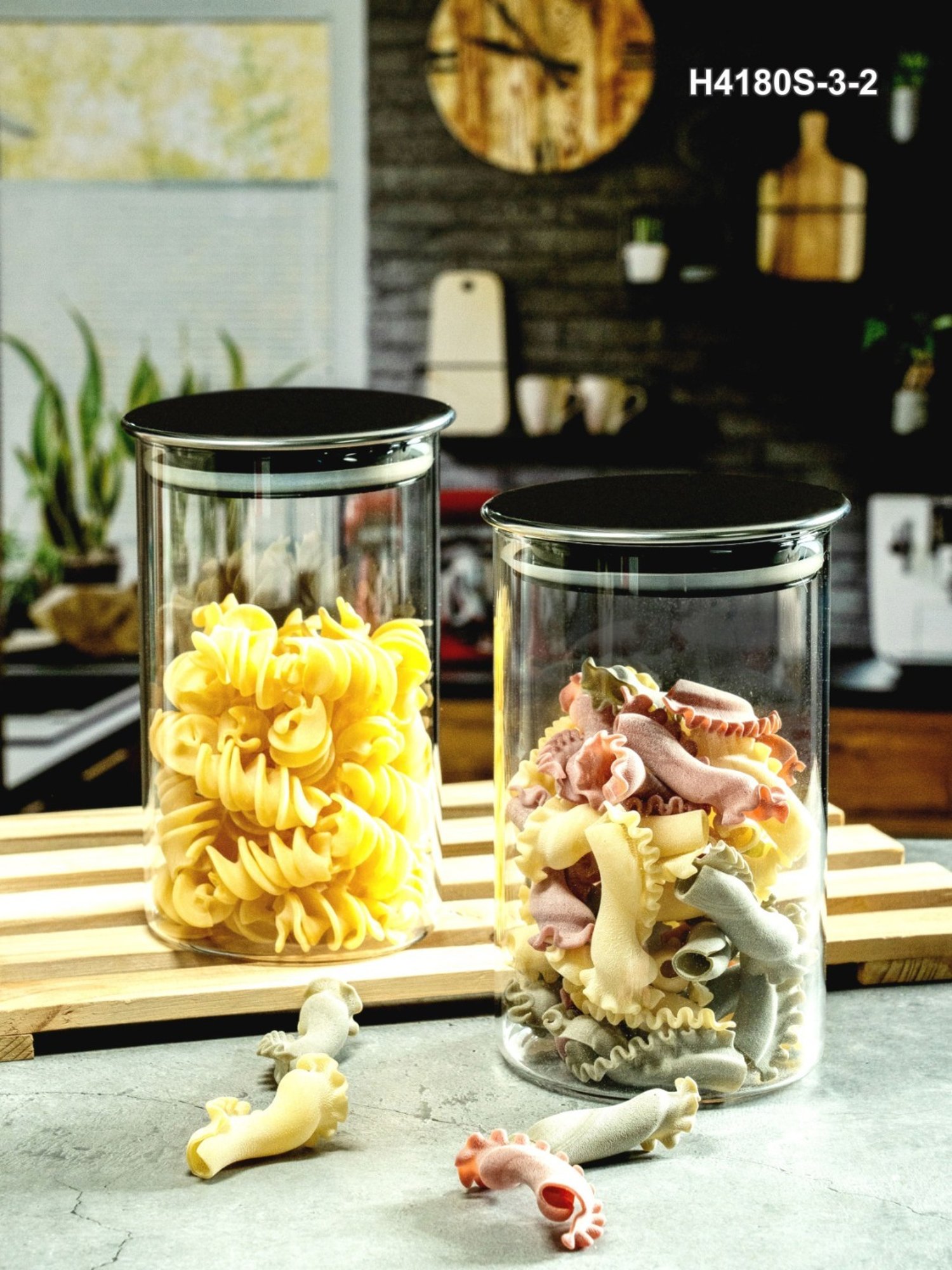 Goodhomes Transparent Glass Storage Jar with Metal lid - Set of 2