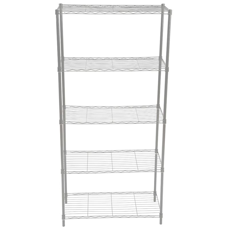 Home Basics 5 Tier Wide Wire Steel Wire Shelf, Grey