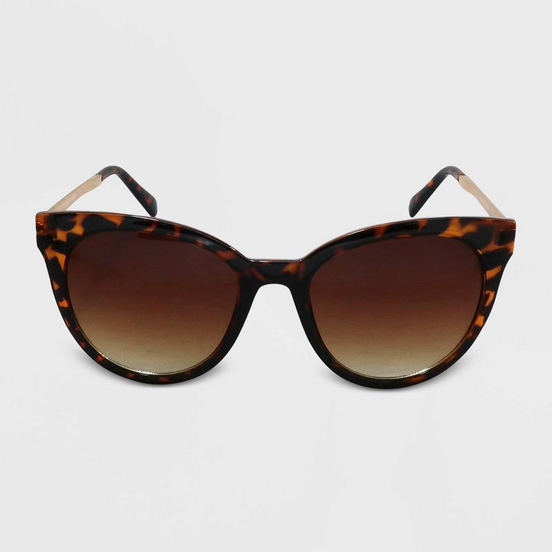 Women's Animal Print Cateye Plastic Metal Combo Sunglasses - A New Day™ Brown
