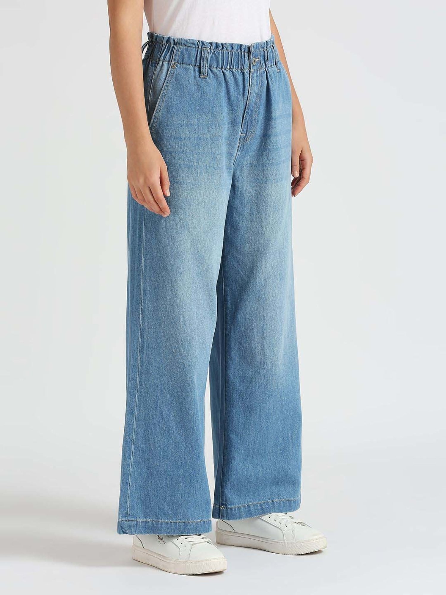 Pepe Jeans Blue Cotton High Rise Flared Jeans