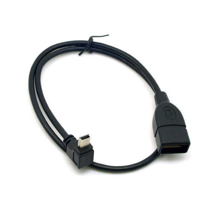 2pcs 90 Degree Up & Down Angled Mini USB Type B to USB Female OTG Cable
