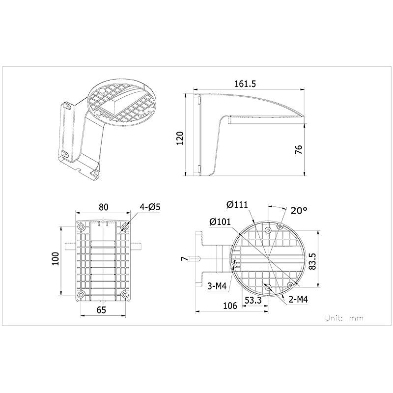 DS-1258ZJ Wall Mount Bracket for Hikvision Fixed Lens Dome IP Camera DS-2CD21x2 (8 Pack)