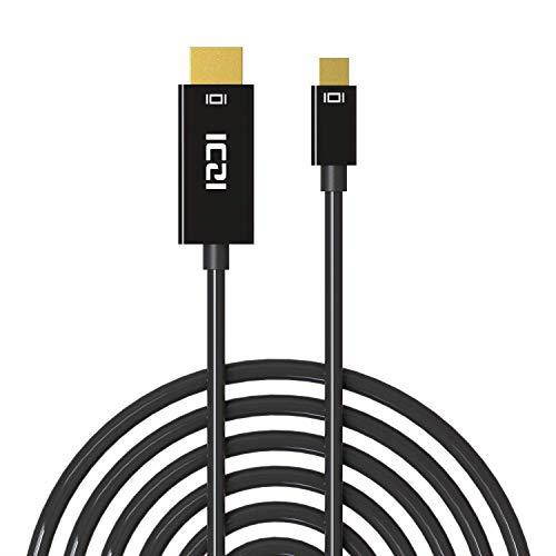iczi goldplated, 1080p male to male mini displayport thunderbolt to hdmi adapter cable, 10 feet / 3 m
