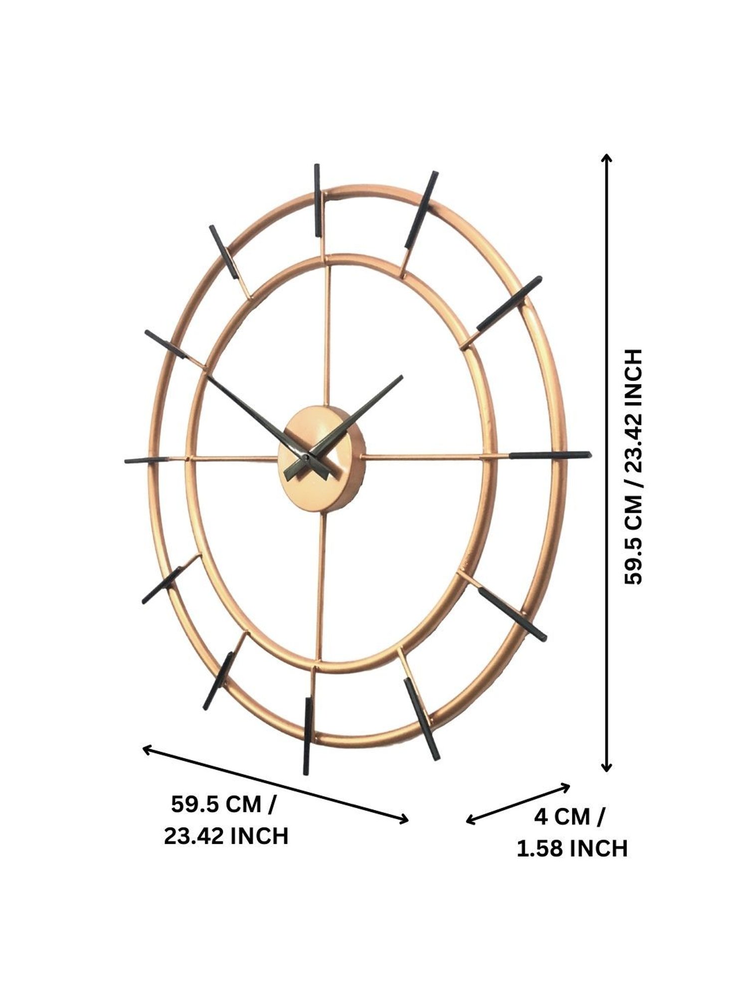 CHRONIKLE Elegant Round Copper Rose Gold Iron Wall Clock
