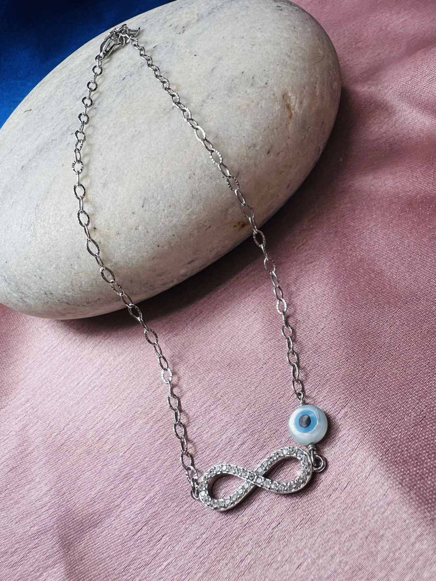 Arte Jewels 925 Sterling Silver Black Beads Evil Eye Anklet for Women & Girls (Single Anklet)