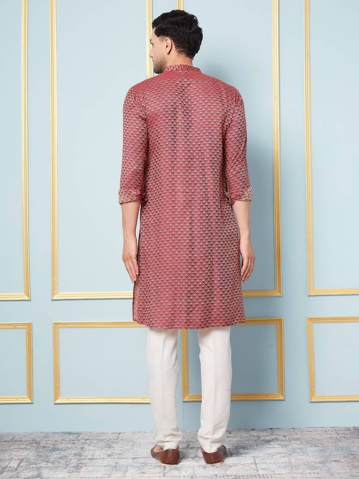 See Designs Maroon Regular Fit Self Pattern Kurta Bottom Set