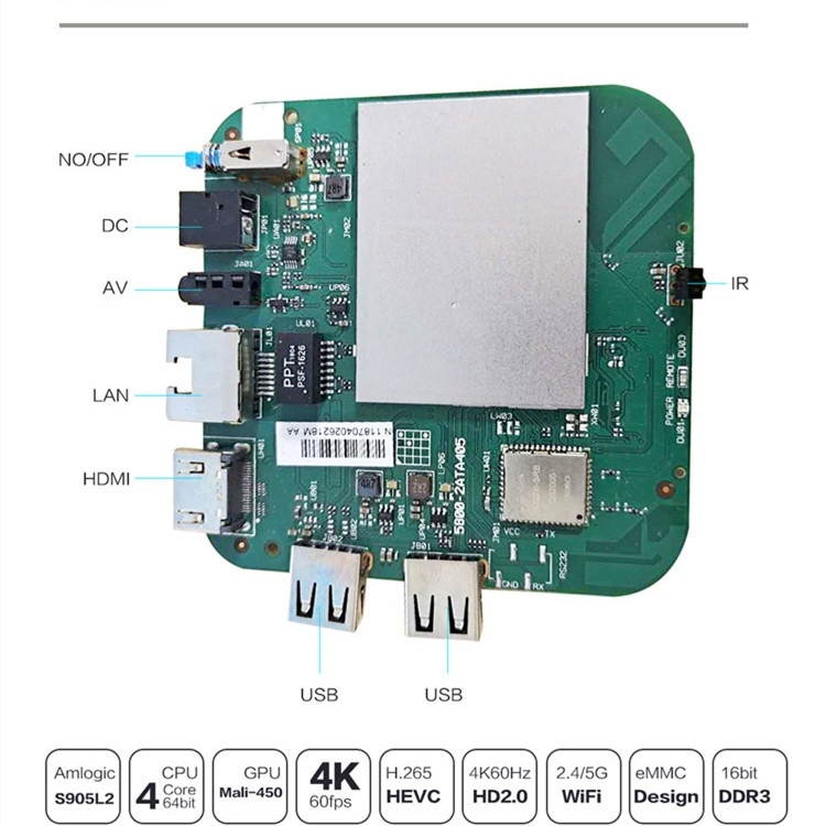 V9 4K Network Smart TV BOX Android 7.1 Media Player, Amlogic S905 L2 Quad-Core 1.5GHz, Bluetooth,