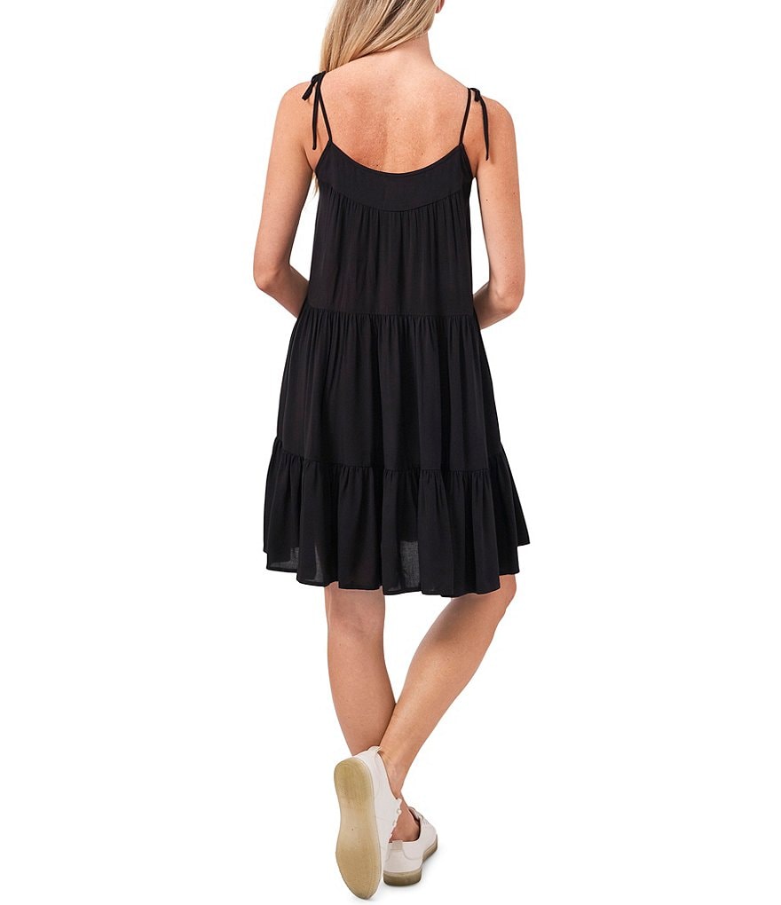 CeCe Sleeveless Scoop Neck Tiered Ruffle Swing Dress