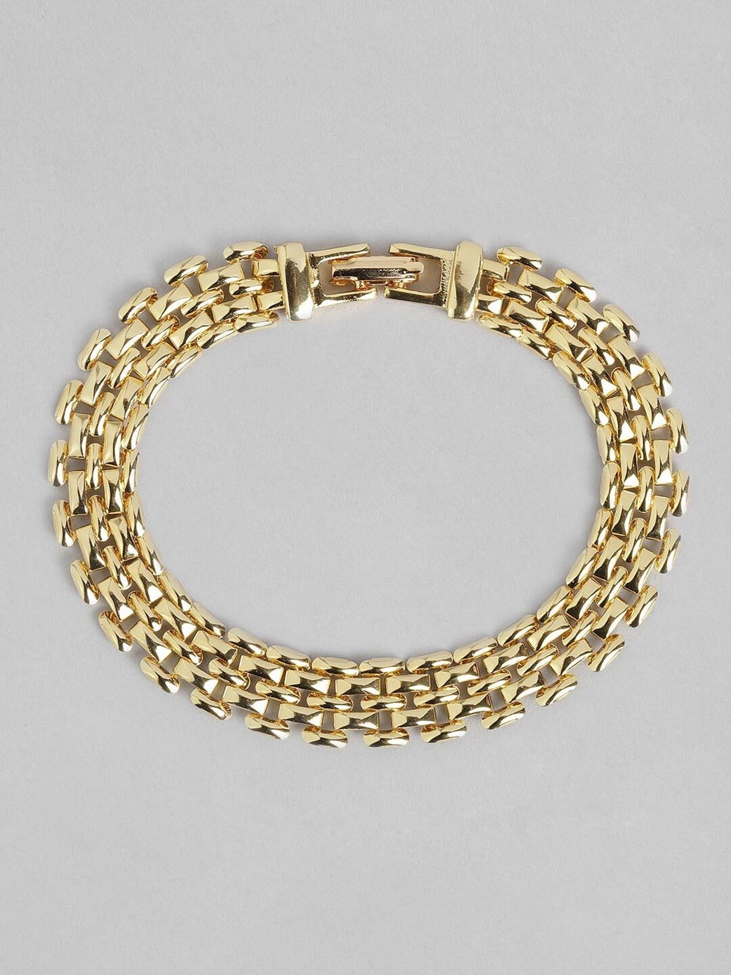 Estele Gold-Plated Brick Link Bracelet for Women