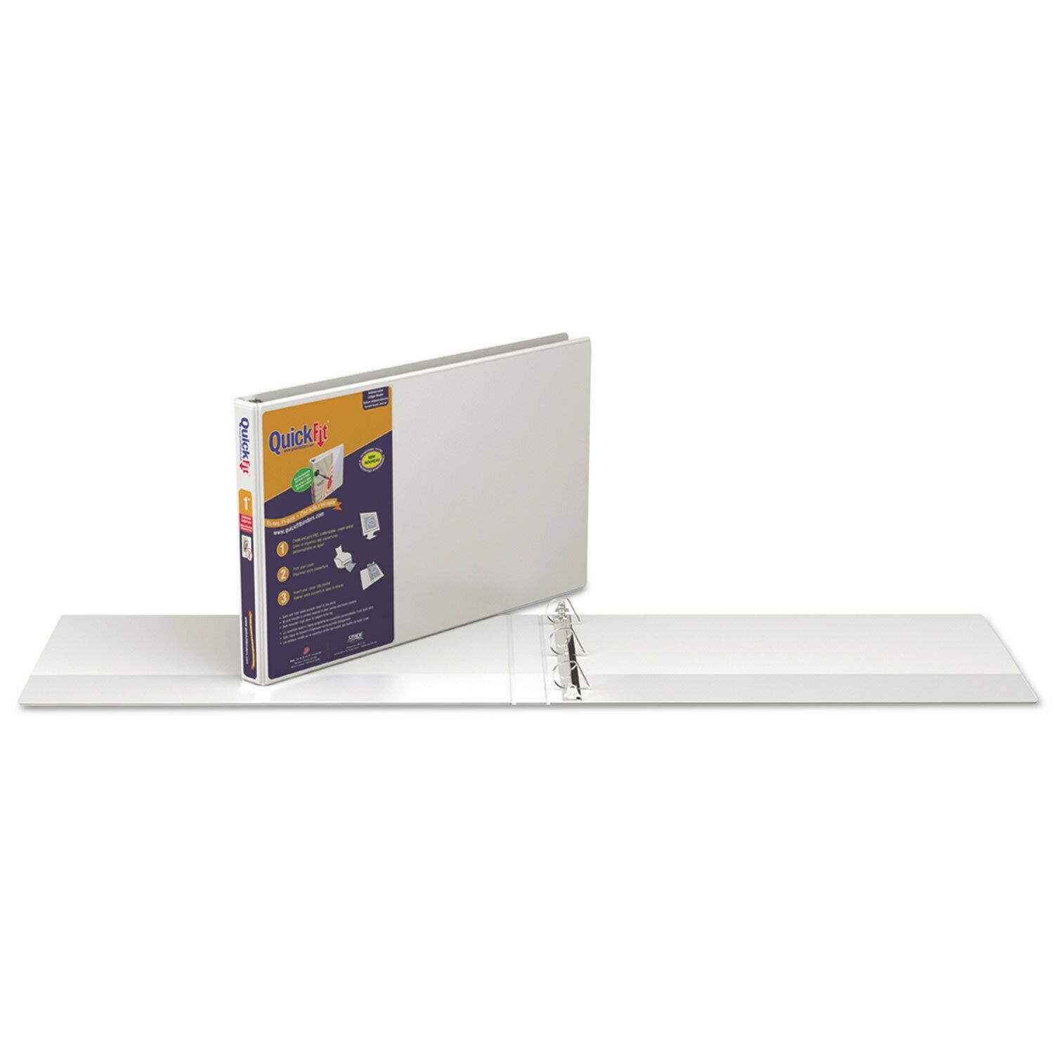 Stride QuickFit Ledger D-Ring View Binder 1" Capacity 11 x 17 White 94010