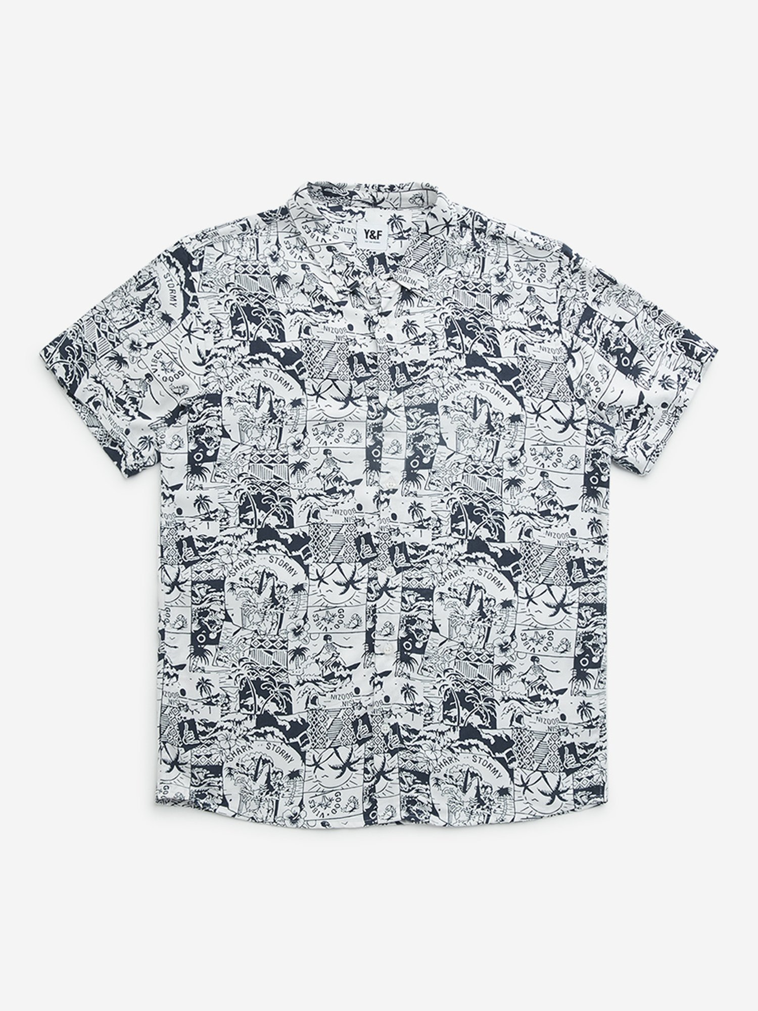 Y&F Kids by Westside Off-White Tropical-Inspired Shirt