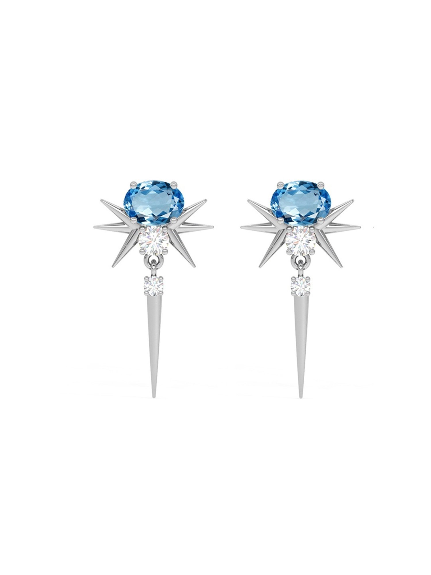 Clara 925 Silver Rhodium-Plated Swiss Zirconia Dolores Dangler Earrings