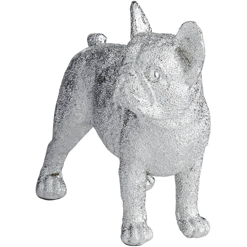 Studio 55D Rover 8" High Electroplated Silver Bulldog Sculpture