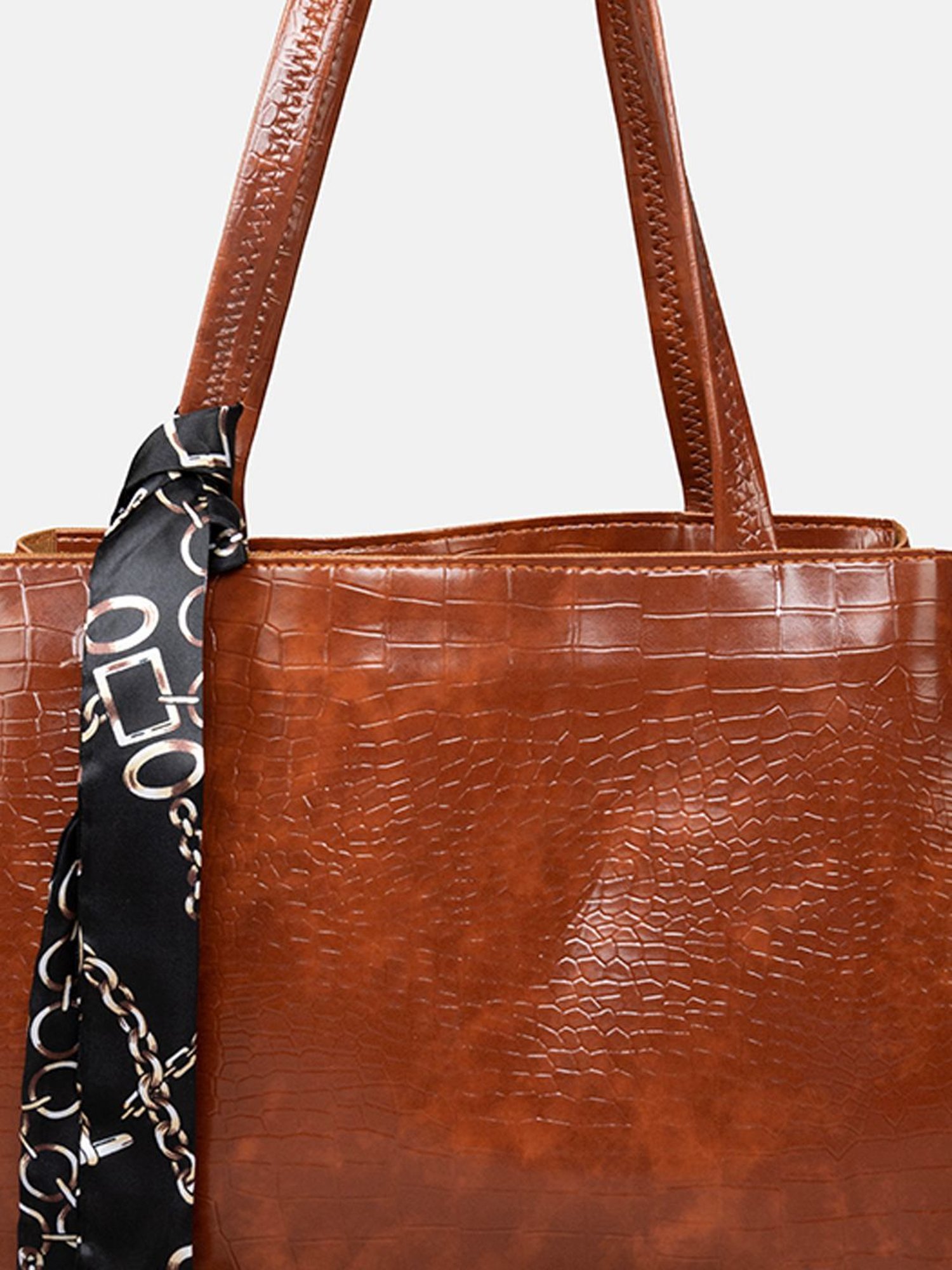 Gaurapakhi Brown Textured Large Tote Bag