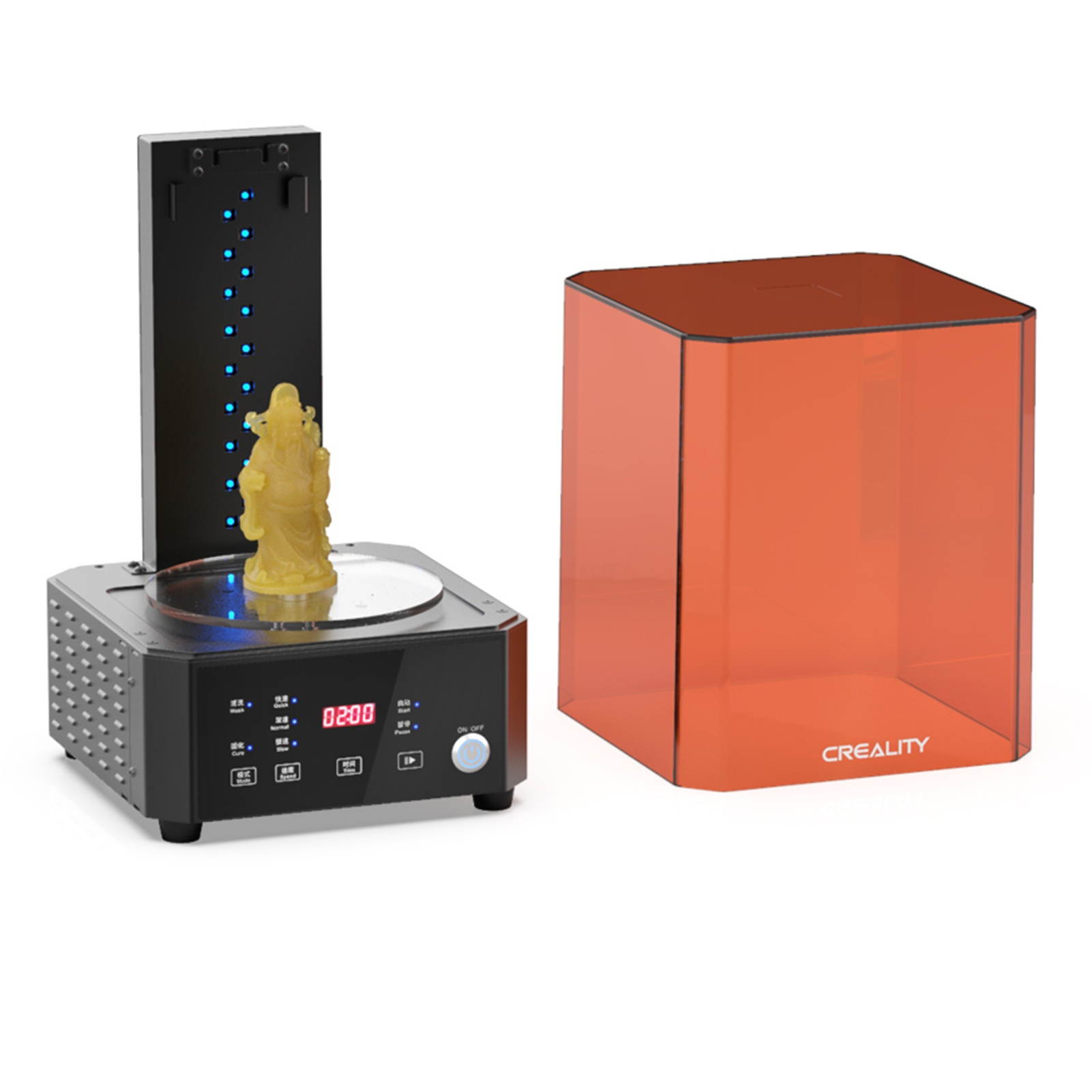 Creality All-in-one UV Curing and Washing Machine for SLA/DLP/LCD 3D Printed Resin Models, Three Gears Adjustable Speed, with Magnetic 360&deg;Rotatable Platform and Large Size Washing Container