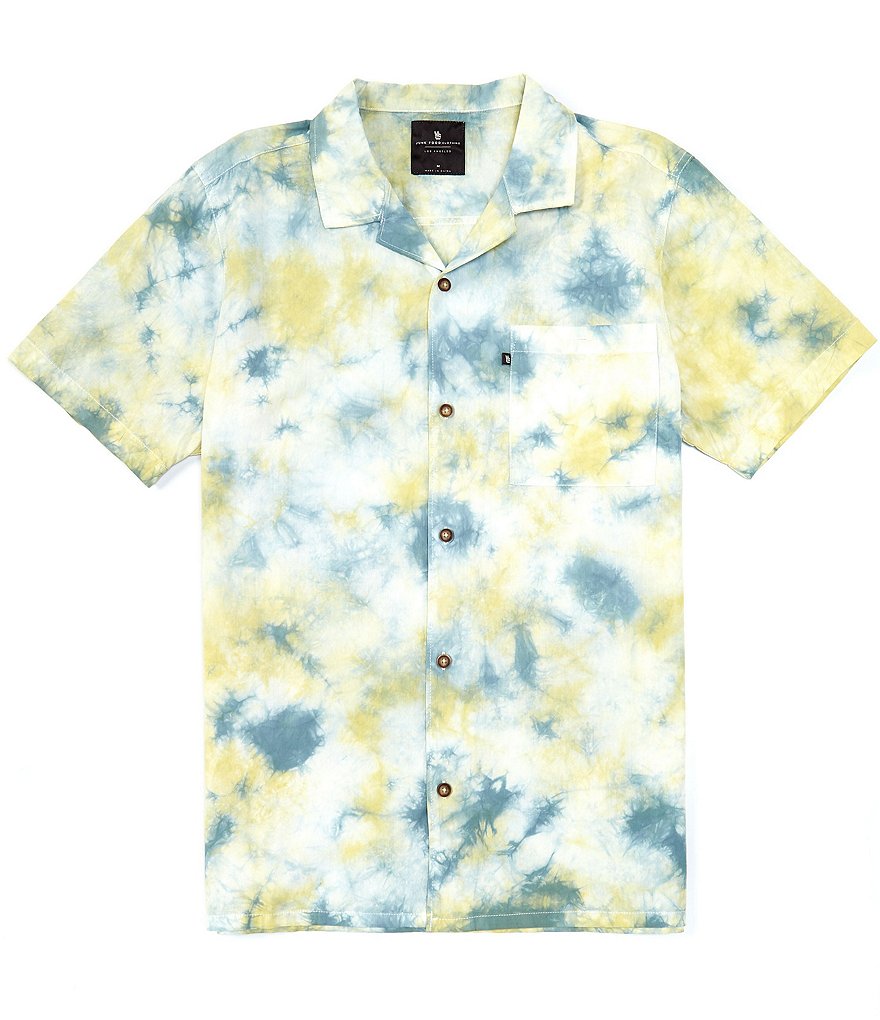 Junk Food Short-Sleeve Rafe Tie-Dye Woven Camp Shirt