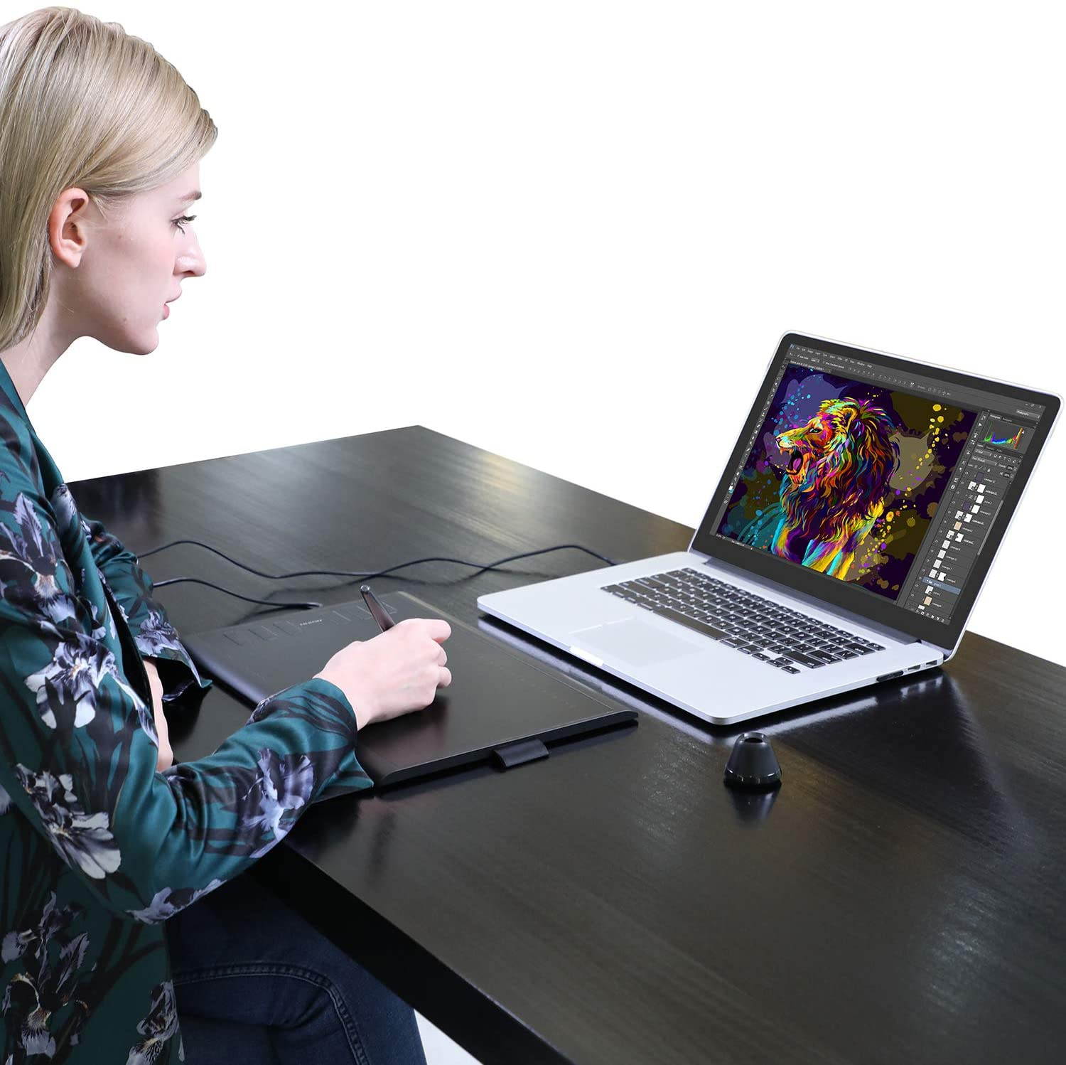 Huion Inspiroy H1060P Graphics Drawing Tablet with Tilt Response Battery-Free Stylus and 8192 Pen Pressure Sensitivity