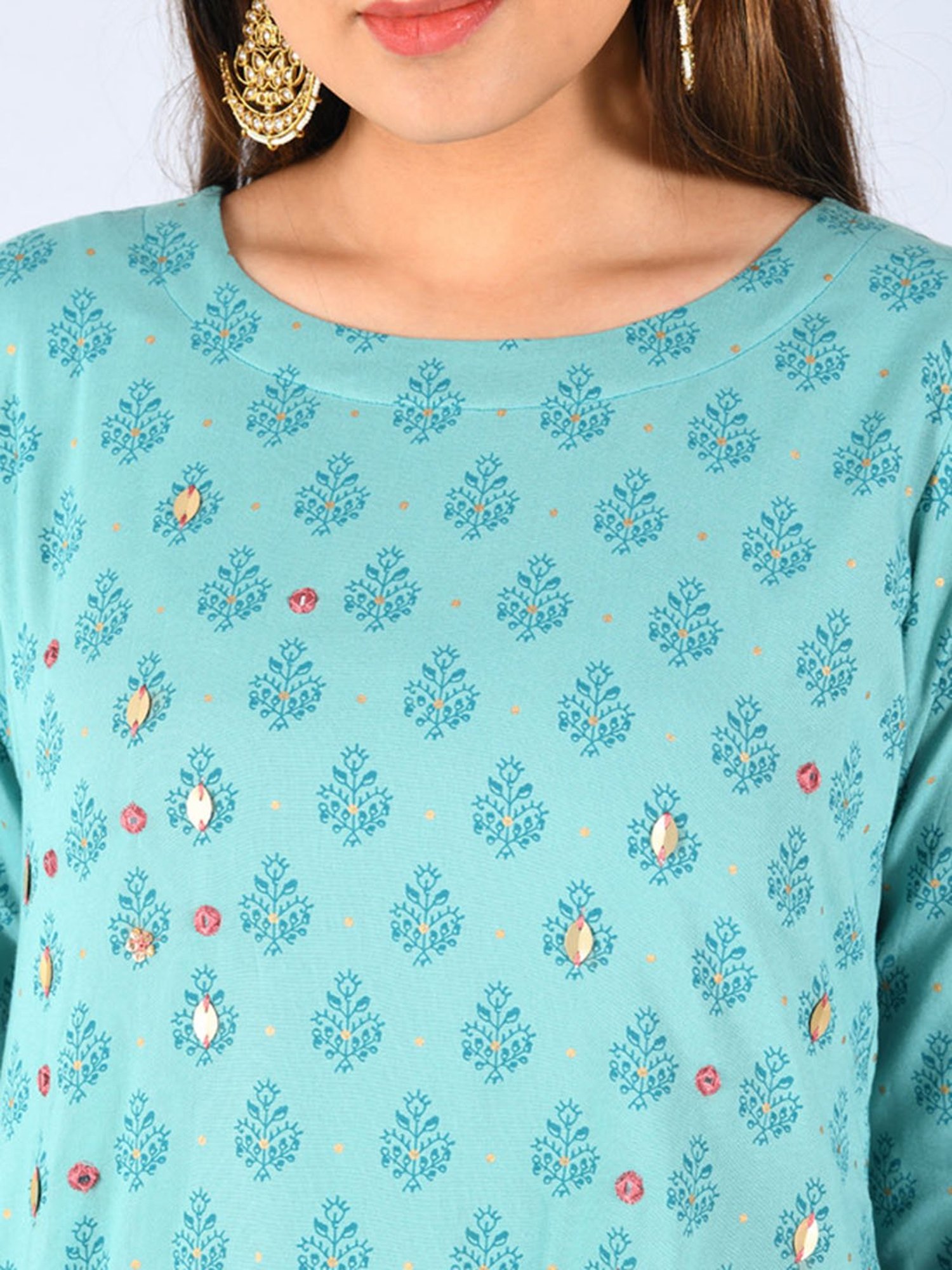 Neeru's Blue Embellished High Low Kurti