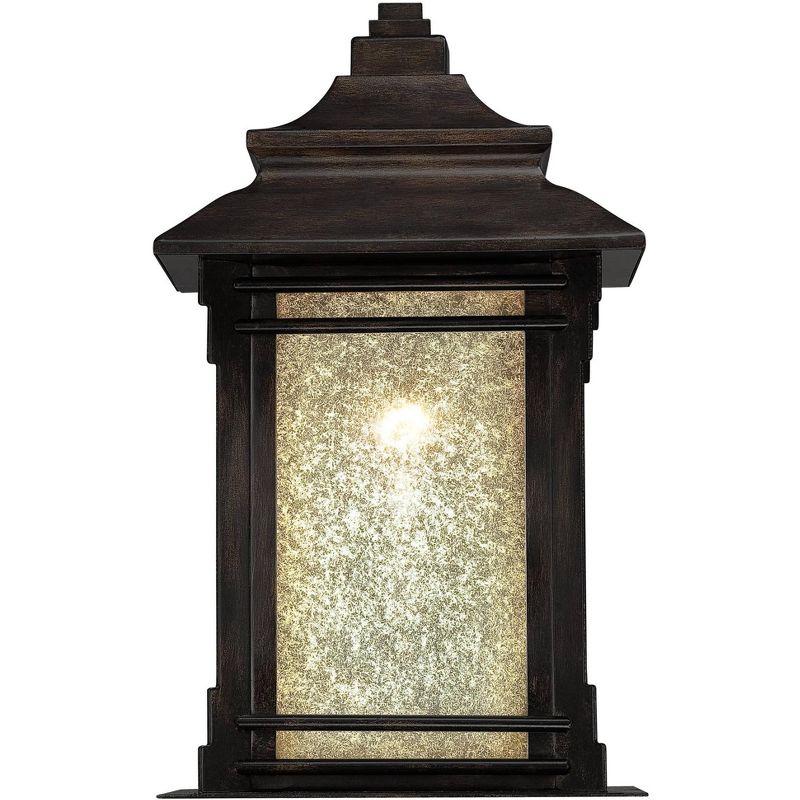 Franklin Iron Works Rustic Farmhouse Outdoor Wall Light Fixture Walnut Bronze 16 1/2" Frosted Cream Glass for House Porch Patio