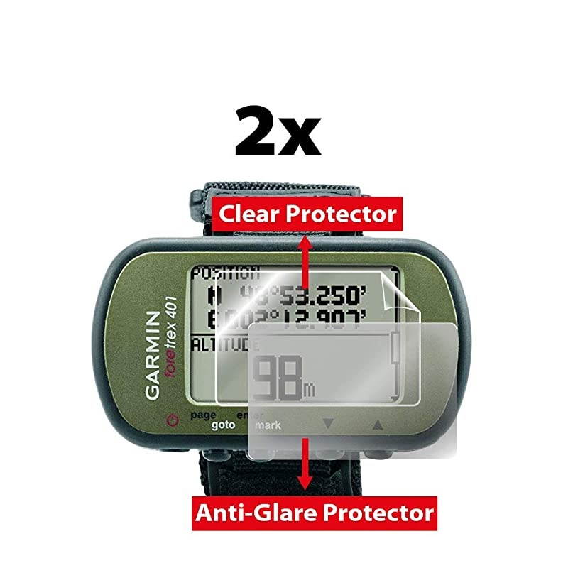 Compatible with Anti Glare Garmin Foretrex 401 Hiking GPS 2X 1 Clear 1 AntiGlare Protector Invisible Film Screen Protector Guard Cover Free Bubble Free