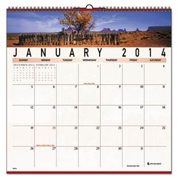 Visual Organizer Recycled Open Plan Landscape Wall Calendar, 12 x 12.