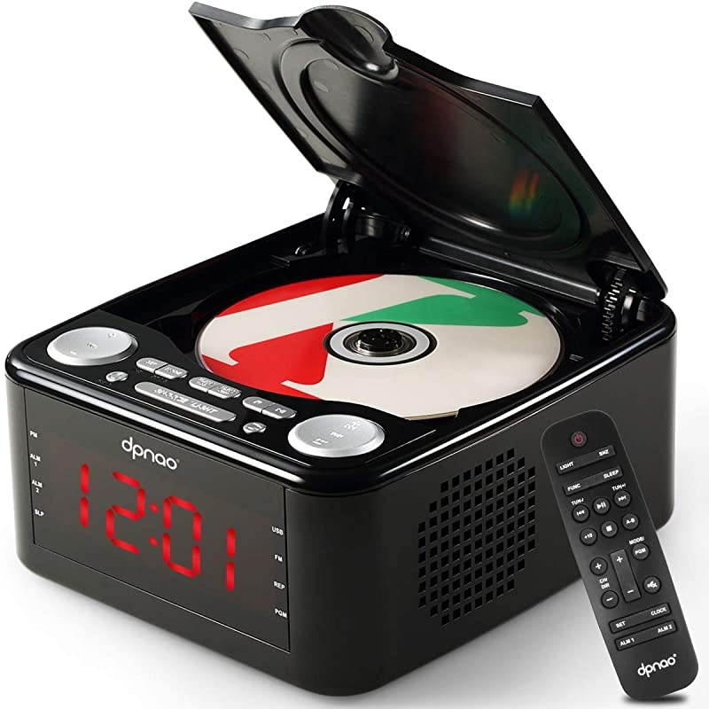 YW-010 CD Player Clock FM Radio with USB Port (Black)