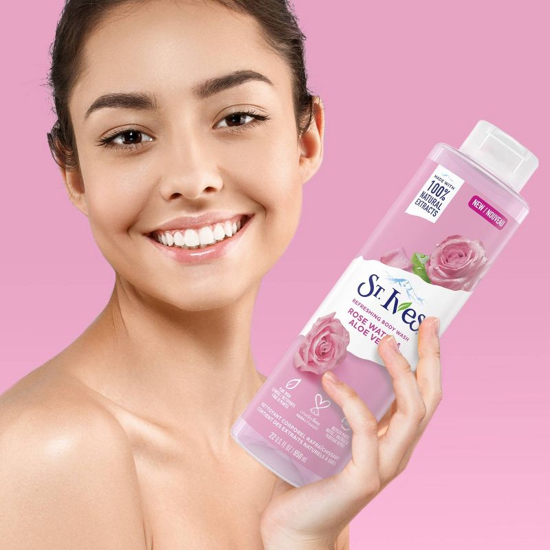 St. Ives Rose Water & Aloe Vera Plant-Based Natural Body Wash Soap - 22  fl oz