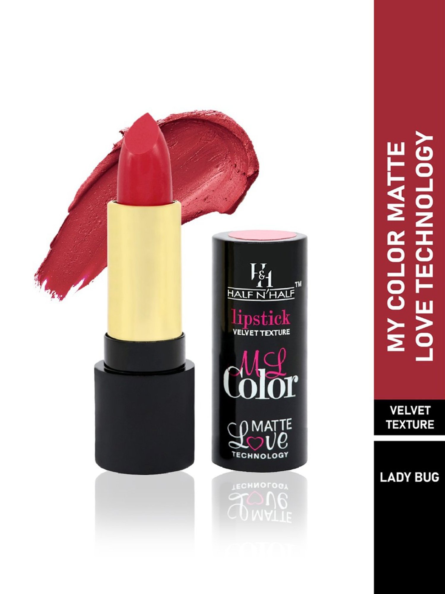 Half N Half My Color Velvet Texture Matte Lipstick Lady Bug - 3.8 gm