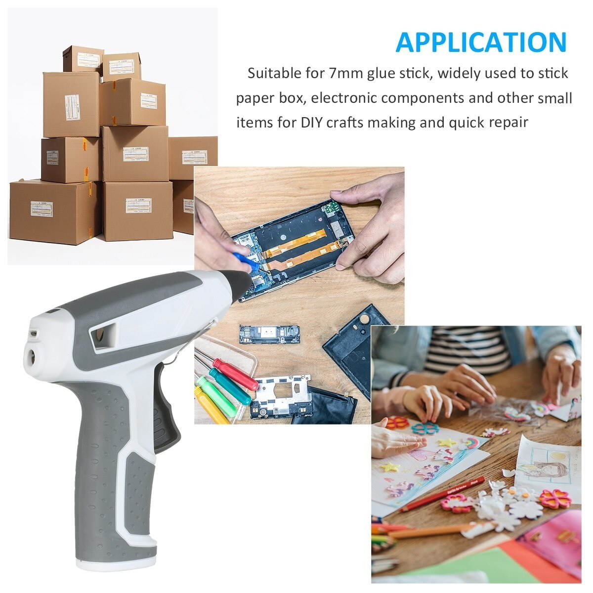Cordless Hot Melt Glue Gun Portable Lightweight Compact Electric Glue Gun Heating Tool for DIY Arts Craft Repair