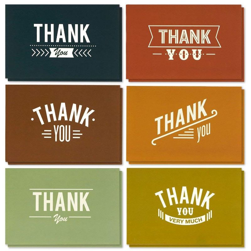 Pipilo Press 36-Pack Colorful Retro Pipilo Press Thank You Notes Greeting Cards with Envelopes Bulk Set 4x6 in