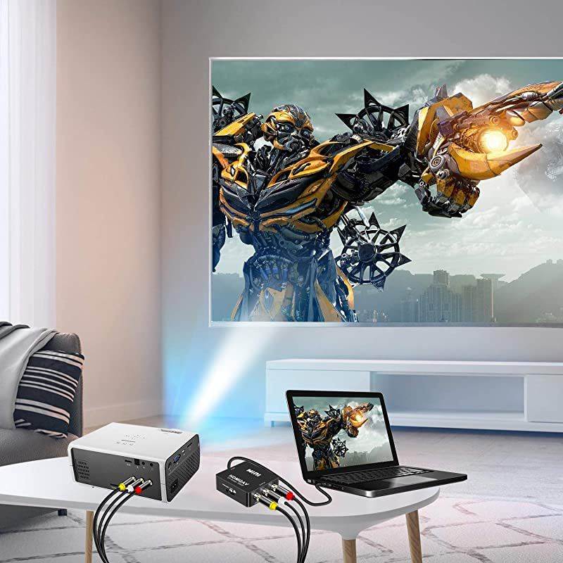 HDMI to RCA  1080P Mini HDMI to Analogue AV 3RCA CVBS Composite HD Video Audio Converter Adpter Supports PALNTSC for PC Laptop PS4 PS3 Xbox BlueRay HDTV Camera DVD