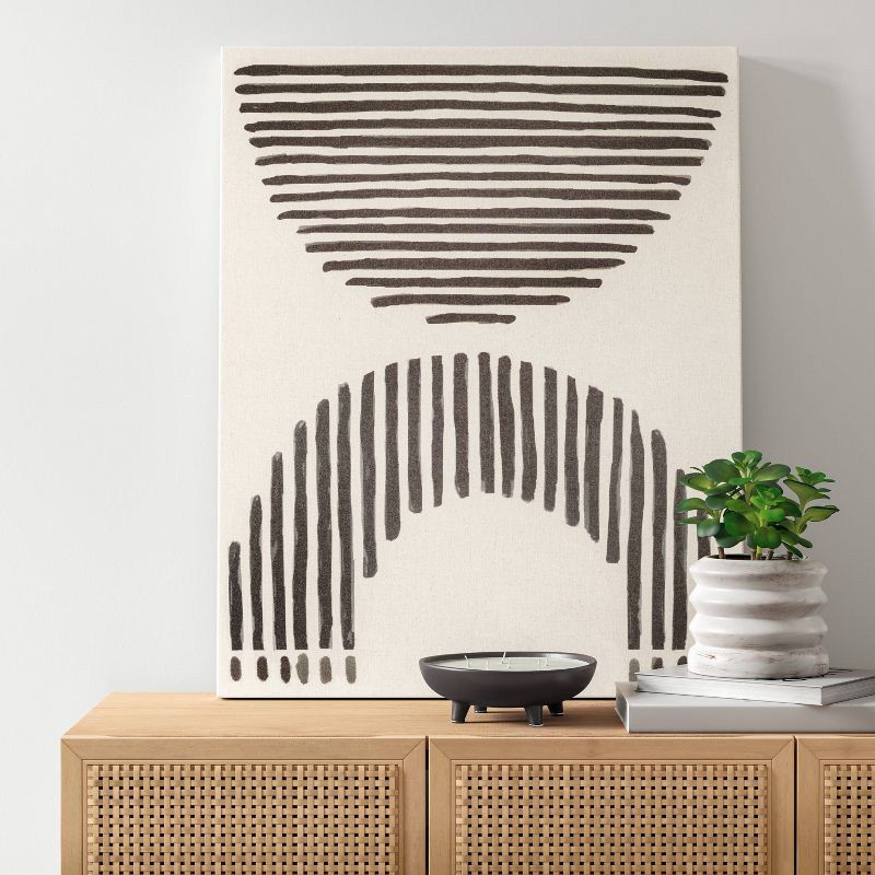 24" x 30" Lines on Linen Framed Wall Art Black - Project 62™