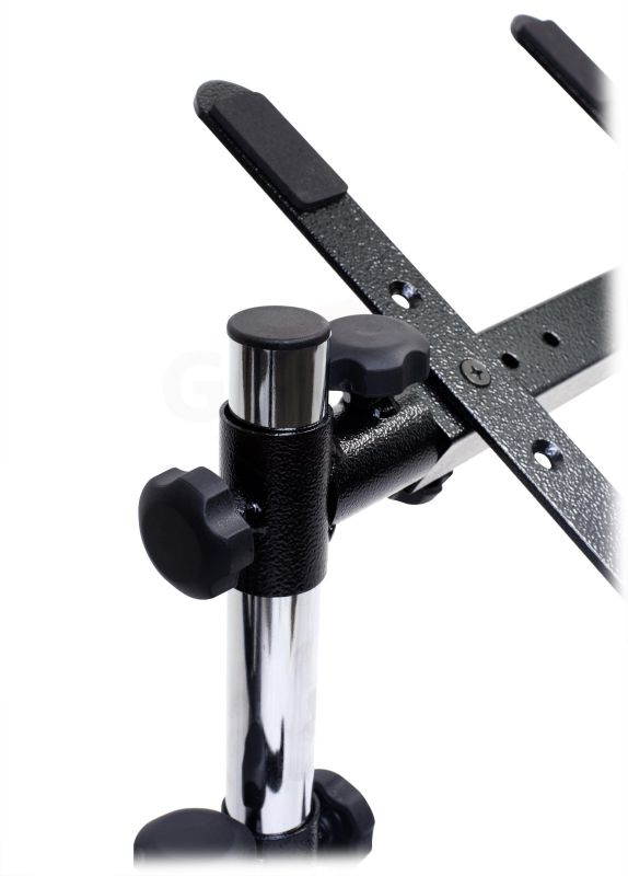 Double DJ Laptop Stand by FAT TOAD | 2 Tier PC Table Holder | Portable Computer Clamp Equipment Rack with Duel Mounts for Music Studio Mixers, Controllers, Monitors, CD Player & Disc Jockey Booth Gear