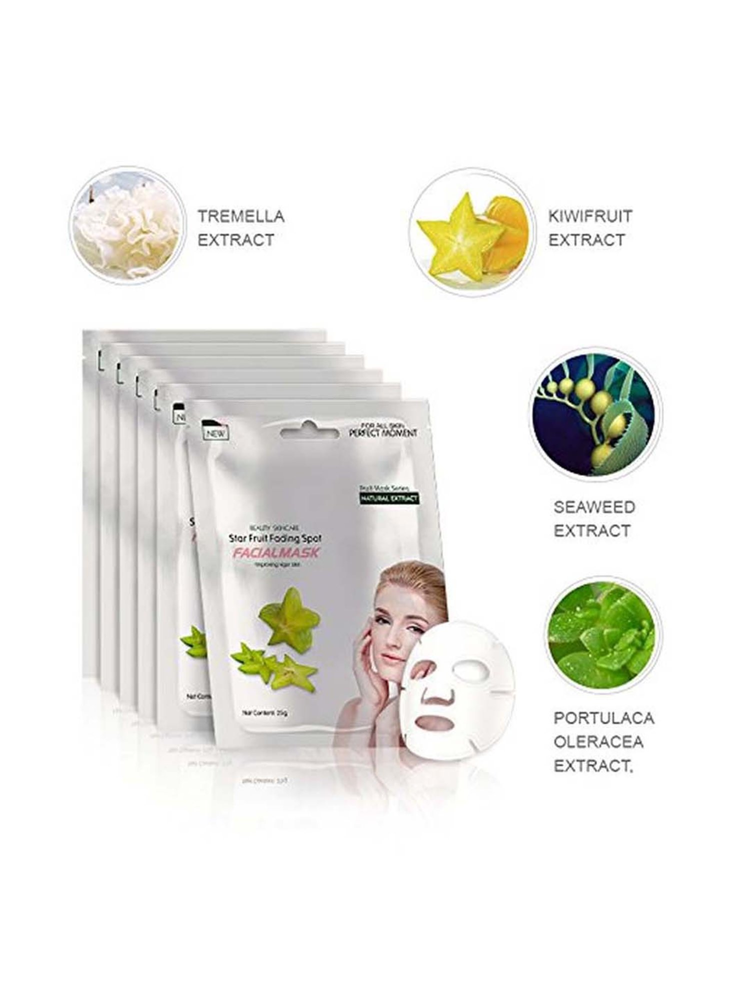 MONDSUB Starfruit Beauty Facial Sheet Mask (Pack of 3) - 25 gm Each