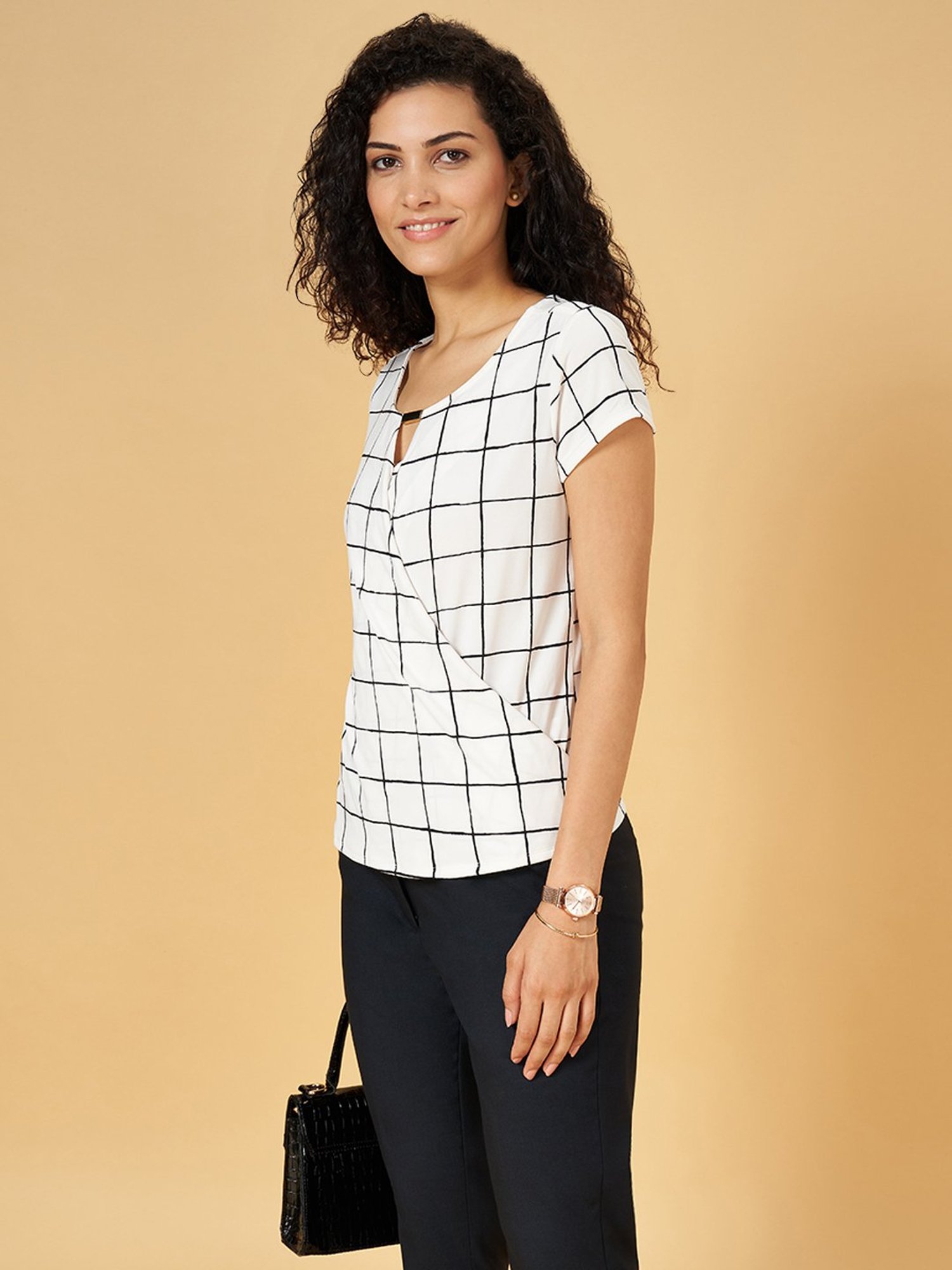 Annabelle by Pantaloons White Chequered Top