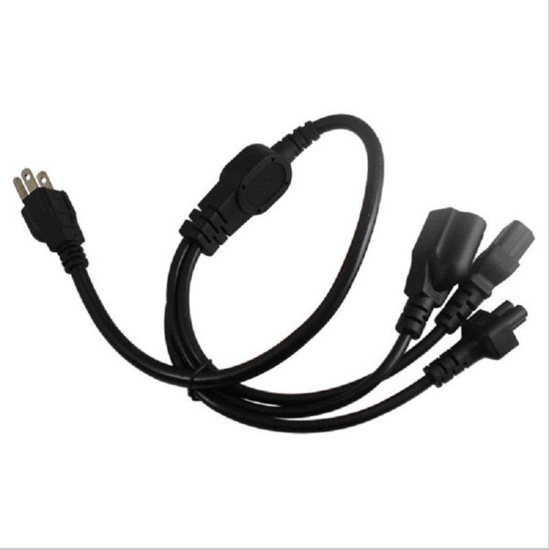 Tekit 1 to 3 Power Cord Splitter and IEC C5 laptop Connection,1-to-3 US Plug 3-Prong NEMA 5-15P to IEC320 C13 +C5+Nema 5-15R Female, 3 in 1 Multifunctional AC Power Cord(60cm/2ft)