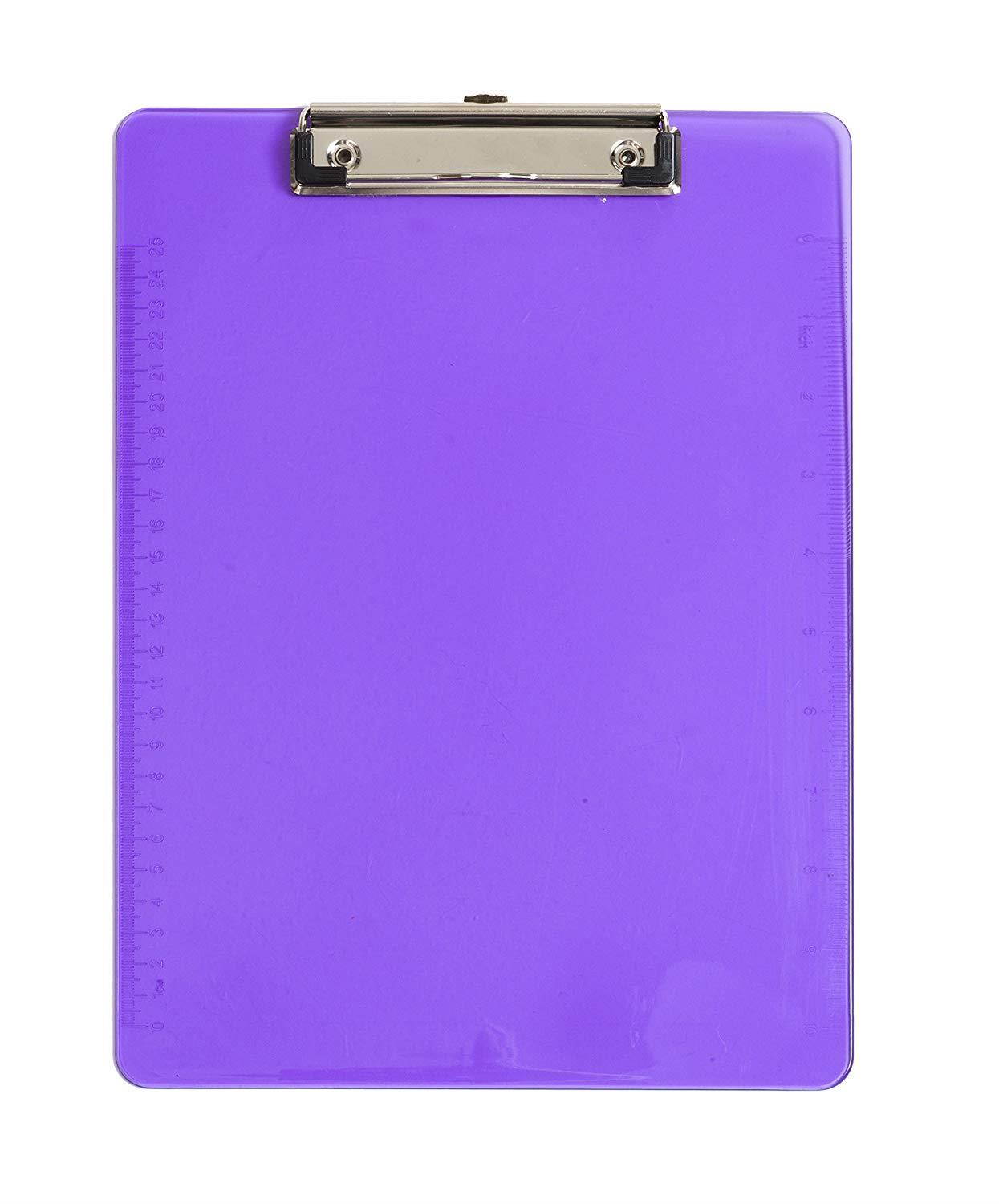 6 Pack Assorted Transparent Color Plastic Clipboards, 2.3mm Heavy Duty Board, Low Profile Clip, Clipboards for classrooms, Offices, Restaurants, Doctor Offices, 6 Plastic Clipboard Pack