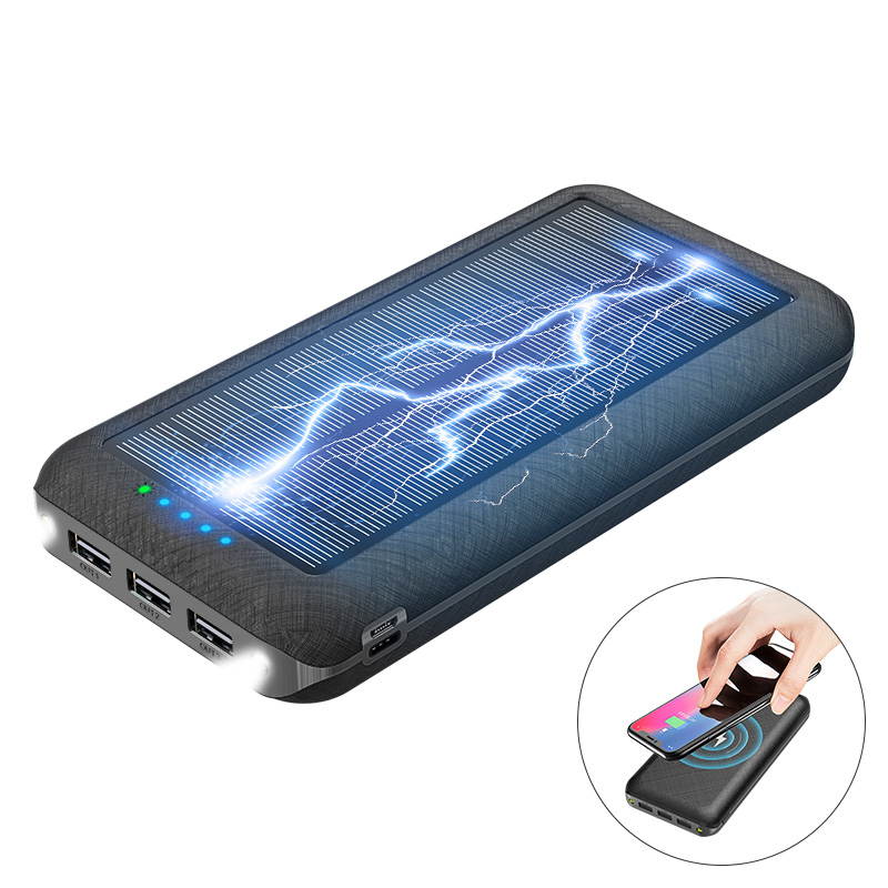 15,000mAh Solar Power Bank Qi Wireless Portable Outdoor Charger 3USB Phone Charger for Xiaomi Samsung Iphone Powerbank