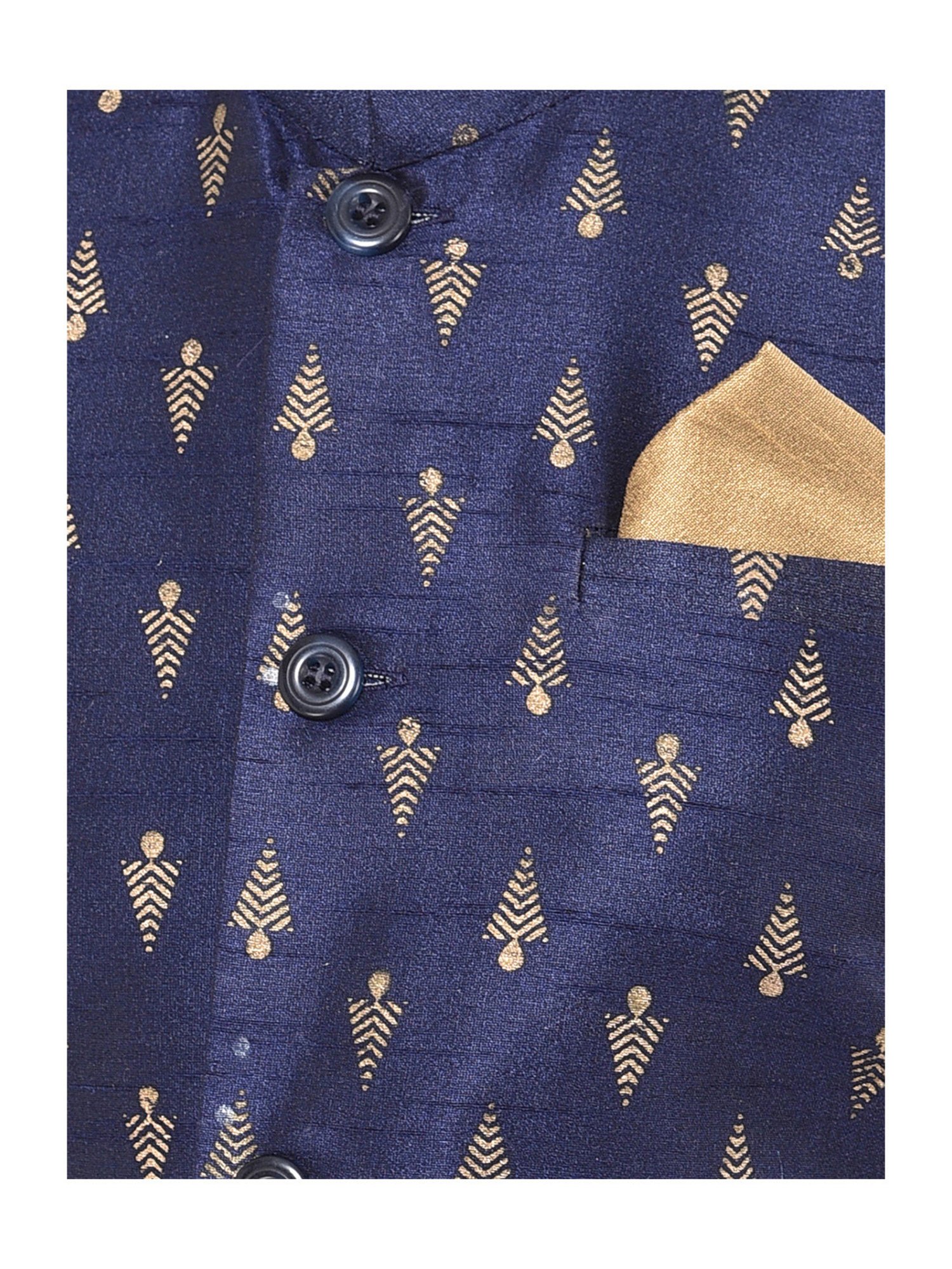 Deyann Kids Navy Embroidered Nehru Jacket