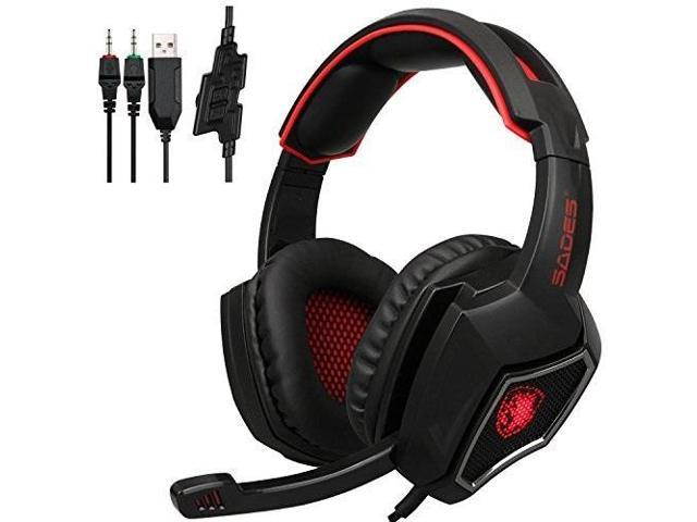 SADES Spirit Wolf 3.5mm Wired Gaming Headset with Microphone, Deep Bass Over-the-Ear Noise Isolating, Volume Control, PC Boseqc