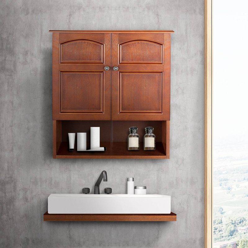 Martha 2 Door Wall Cabinet Brown - Elegant Home Fashions