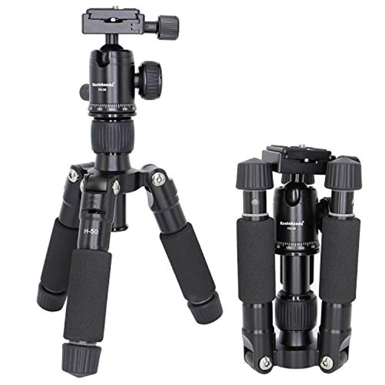 koolehaoda travel portable h-50 mini tripod compact desktop macro mini tripod with ball head for dslr camera canon nikon (h-50)
