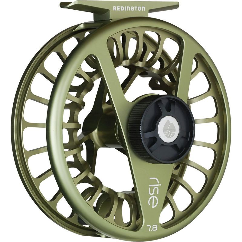 Redington Rise Mighty Powerful Solid Ambidextrous Angler 7/8 Fly Fishing Reel with Protective Nylon Carry Case, Olive