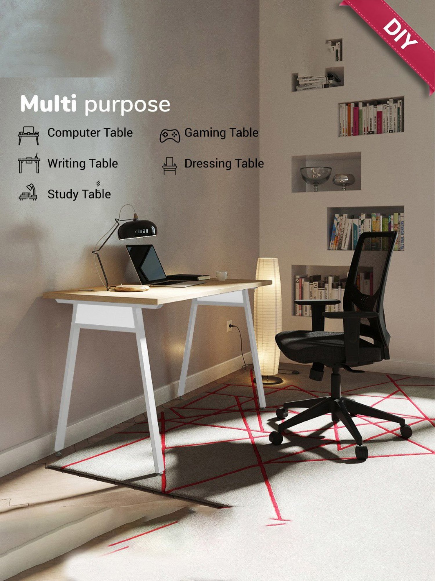 HNI India IONIC Engineered Wood Executive Office & Study Desk (White-900MM)