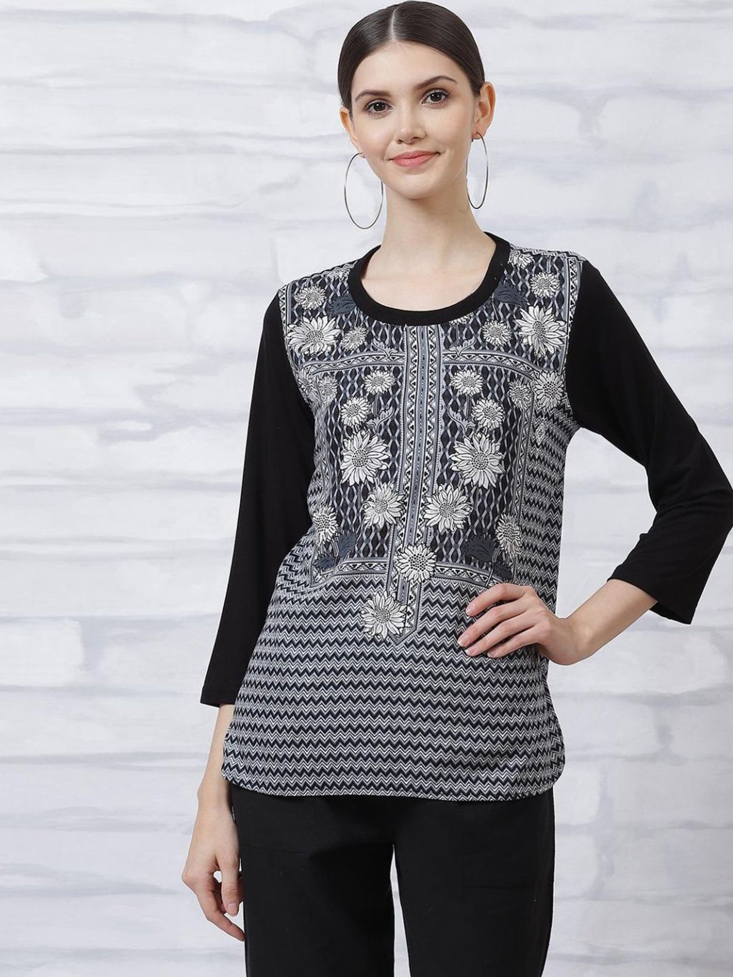 Rangriti Black Printed Top