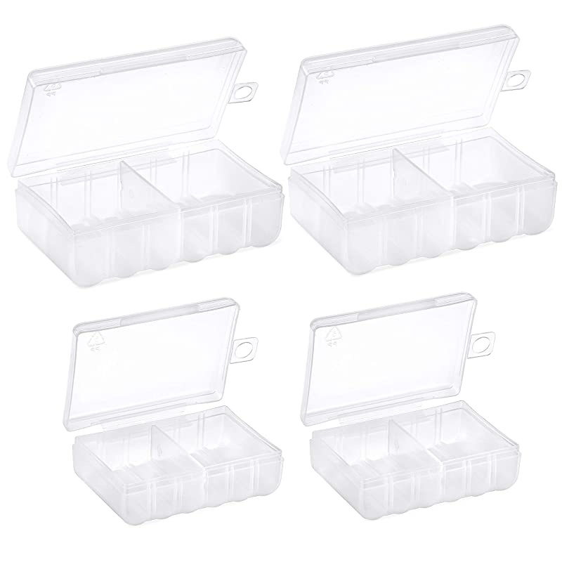 Set of 4 - Two AA and Two AAA Battery Storage Box, Battery Storage Case, Battery Holder Clear