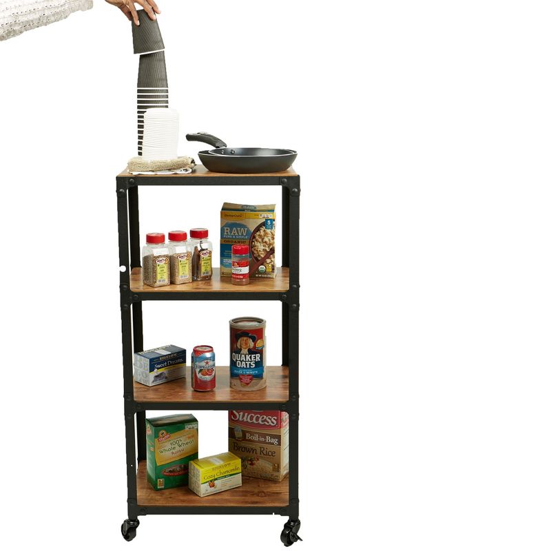 Mind Reader Rolling Bar Cart 4-Tier Kitchen Microwave Cart Island